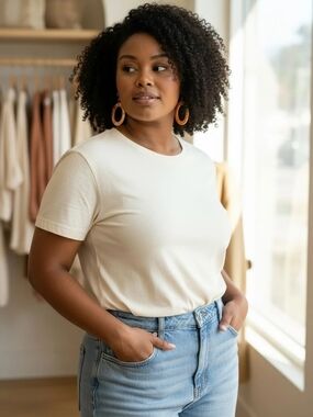 Large Cream & Orange Wooden Round Circle Earrings